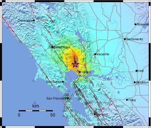 ShakeMap from Napa event